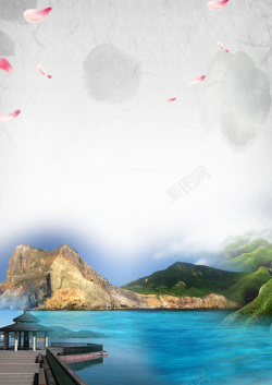 白马寺花瓣美丽青海旅游宣传海报背景素材高清图片