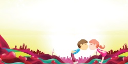 接吻大赛清新国际接吻日海报背景高清图片