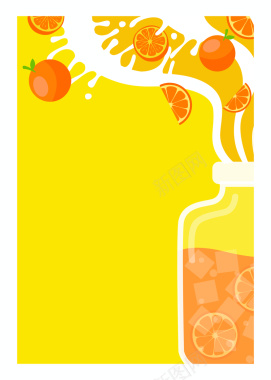 卡通手绘冰凉夏天水果果汁促销背景素材背景