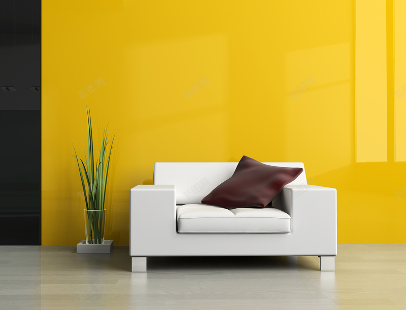 靠墙放着的白色沙发jpg设计背景_新图网 https://ixintu.com 居家 沙发 白色 黄色 墙 PPT 文艺 小清新 简约
