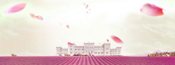 粉红色花海花卉城堡背景装饰高清图片