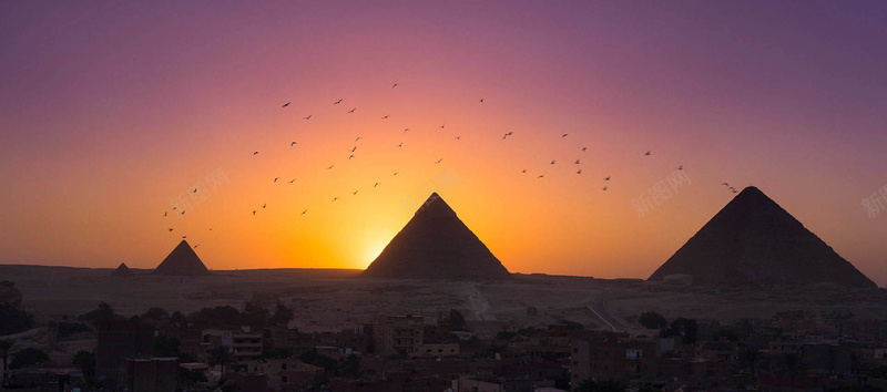 埃及金字塔晚霞风景背景背景