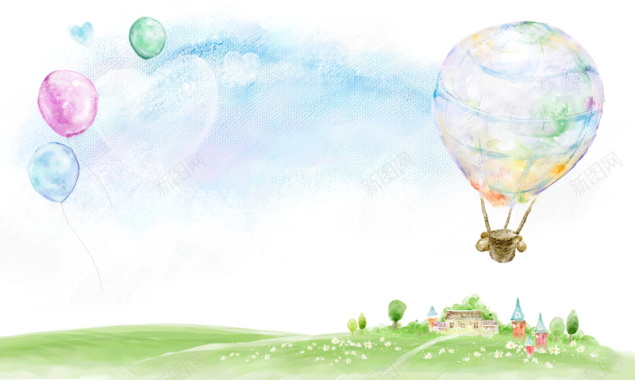 童趣手绘卡通气球背景背景