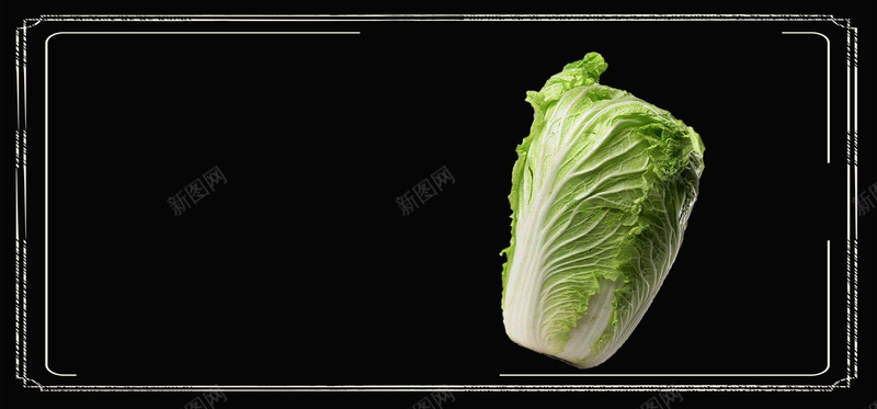 新鲜大白菜bannerpsd设计背景_新图网 https://ixintu.com 黑色 简约 线条 边框 吃货来啦 新鲜大白菜 美食促销 零食 美食 美味