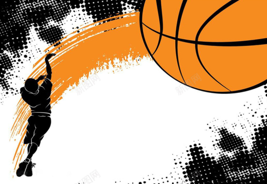 篮球元素水墨投篮人物海报背景
