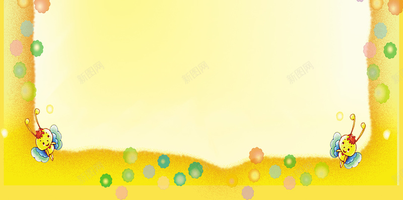 卡通边框H5背景素材psd设计背景_新图网 https://ixintu.com H5背景素材 卡通 小蜜蜂 手绘 童趣 边框 黄色