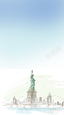 卡通美国自由女神背景背景