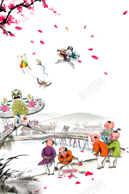 春天风筝节背景素材背景