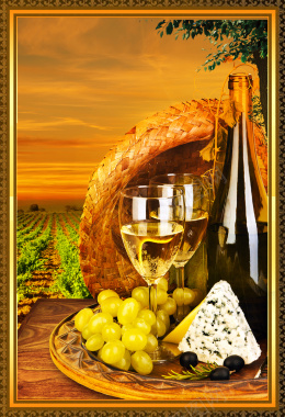 金色葡萄酒红酒庄园背景海报背景背景