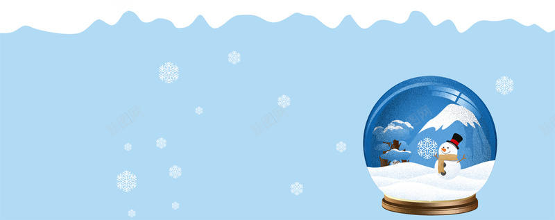 圣诞节雪球可爱卡通蓝色banner背景