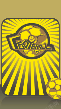 黄色光芒足球元素背景图背景