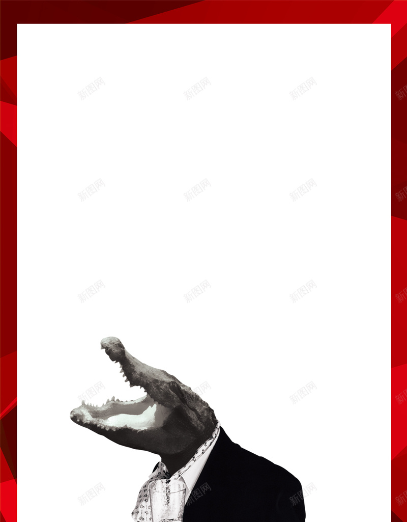 红色边框里的鳄鱼头像H5素材背景psd设计背景_新图网 https://ixintu.com 创意 服装 西服 边框 鳄鱼 大气 H5素材 PSD背景 红色边框