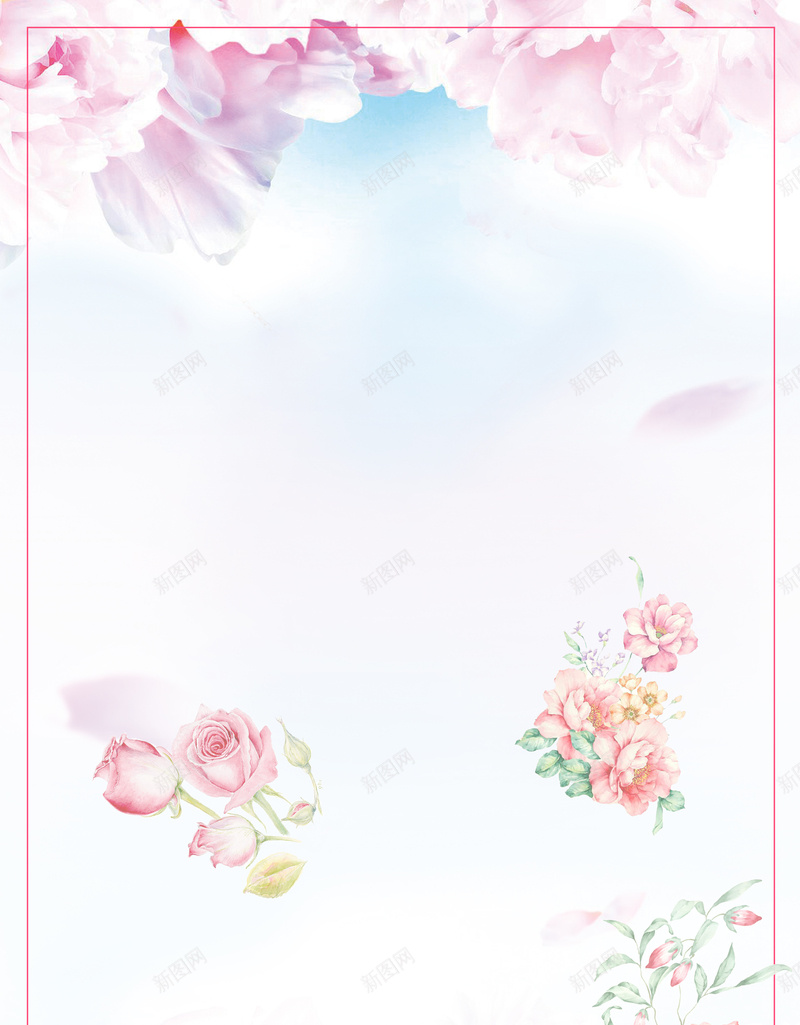 清新花卉新品上市平面广告psd设计背景_新图网 https://ixintu.com 平面广告 新品上市 清新背景 简约边框 花卉 边框 时尚 情人节 节日 七夕 520