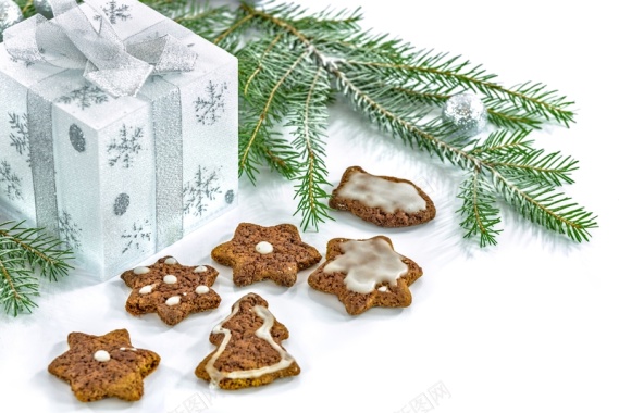 欧式圣诞节小饼干礼盒背景素材背景