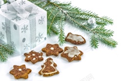 圣诞小饼干PNG矢量图欧式圣诞节小饼干礼盒背景素材高清图片