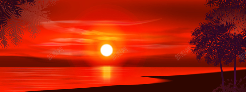 红色夕阳背景下载素材背景