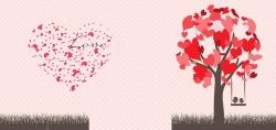 爱情树创意树LOVE枫叶爱心心形树情人节海报背景高清图片