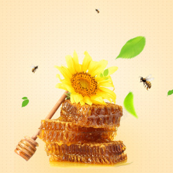 蜂蜜直通黄色简约向日葵蜂蜜PSD分层主图背景素材高清图片