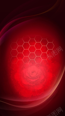 红色背景上的六边形H5素材背景背景