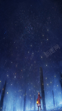 夜空卡通H5背景素材背景