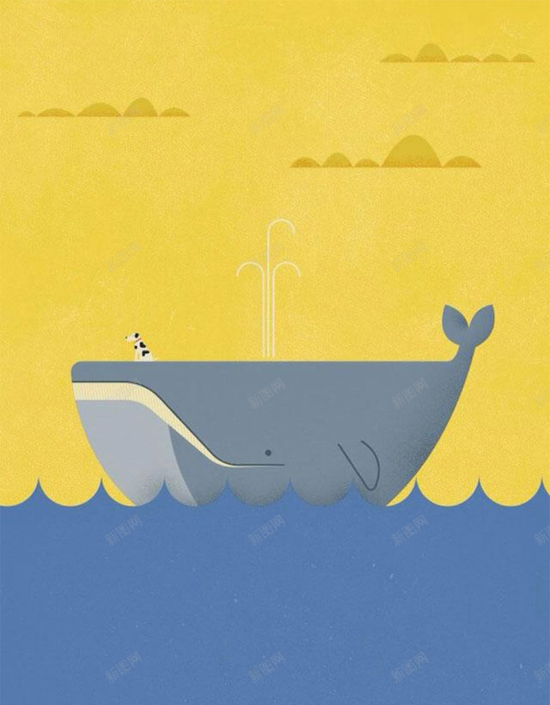 水面上的鲸鱼H5素材背景jpg设计背景_新图网 https://ixintu.com 水面素材 水面背景 黄色背景 卡通 鲸鱼 H5素材 H5背景