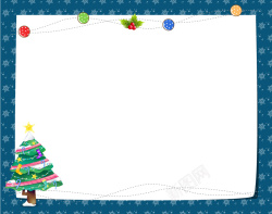 圆点圣诞树蓝色卡通圣诞树边框背景高清图片