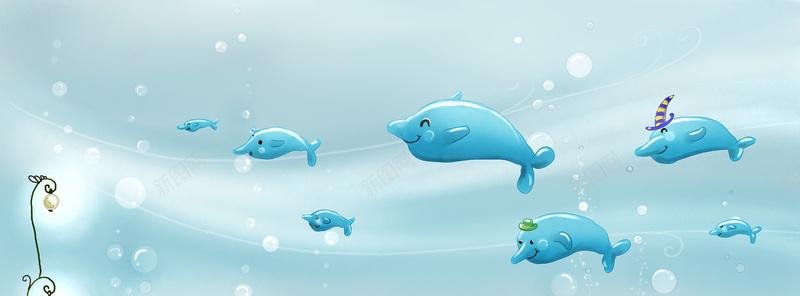 卡通背景psd设计背景_新图网 https://ixintu.com 卡通 海底 海豚 童趣 海洋 化妆品 墙体彩绘 幼儿园展板 海报banner 手绘