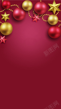 红色和金色的立体球圣诞H5背景背景