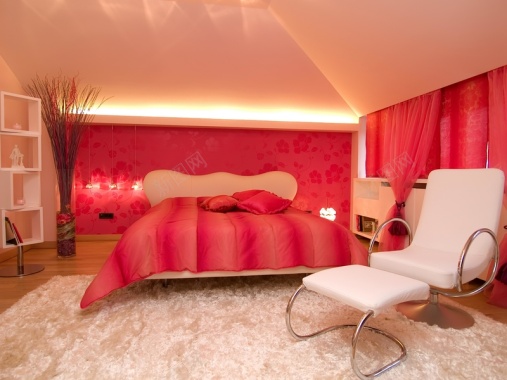 红色调子卧室装饰设计背景素材背景