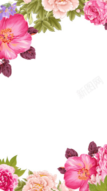 陌上花开鲜花装饰边框H5背景免费下载背景