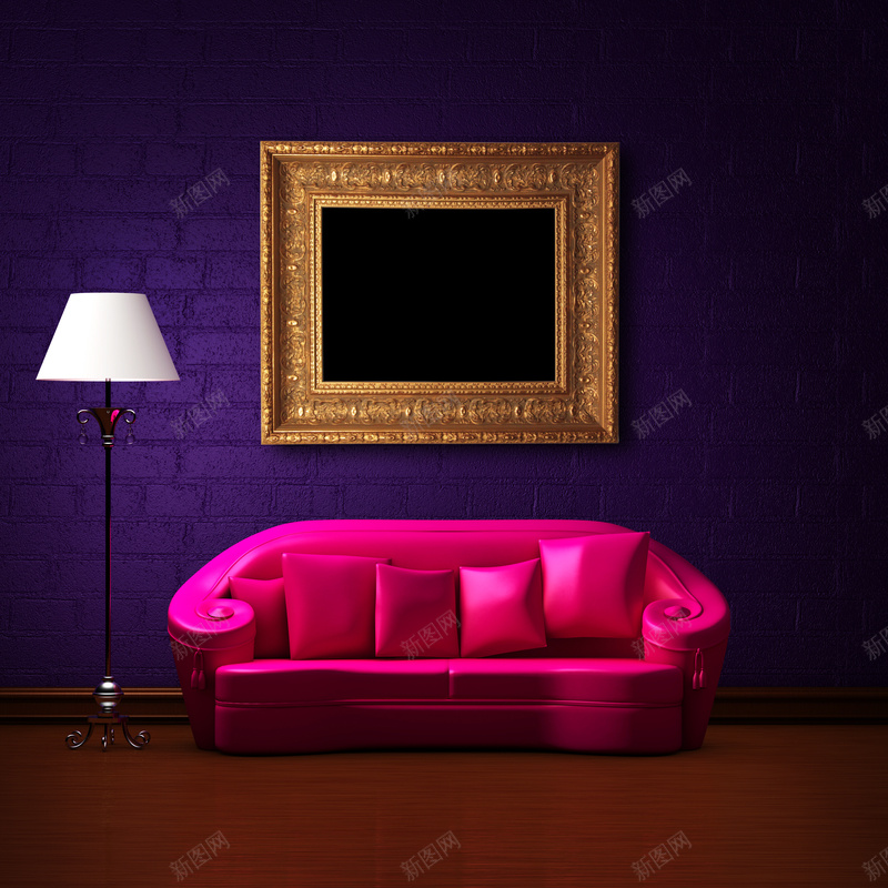 豪华室内沙发画册背景素材jpg设计背景_新图网 https://ixintu.com 室内 沙发 相框 紫色沙发 地板 豪华室内沙发装饰 相框图片模板下载 墙 落地灯