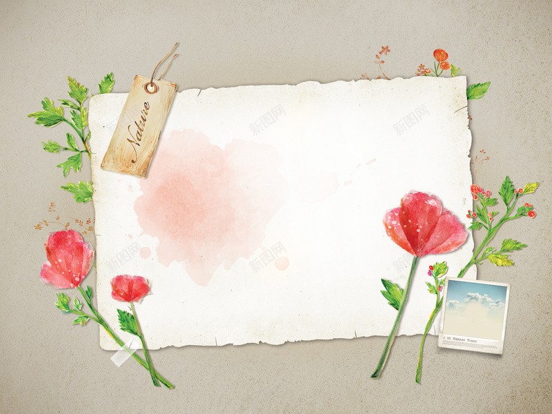 手绘水彩玫瑰背景psd设计背景_新图网 https://ixintu.com 红色 玫瑰 花朵 夹子 边框 唯美 植物 水彩 卡通 童趣 手绘