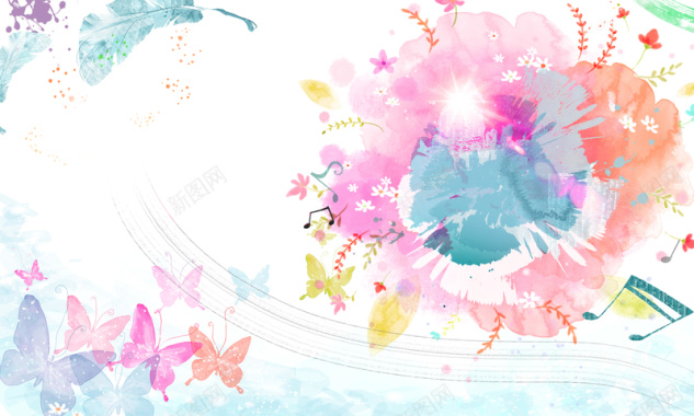 彩色鲜花花朵花瓣手绘背景素材背景
