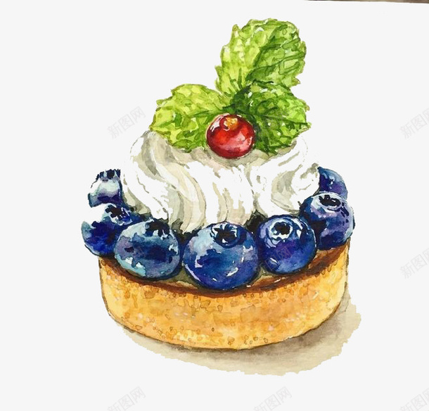 蓝莓蛋糕png免抠素材_新图网 https://ixintu.com 蓝莓 蛋糕 奶油 水彩 装饰 卡通 彩色 手绘