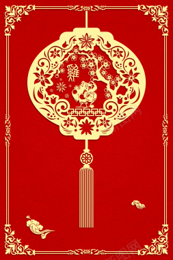 2017鸡年剪纸风格春节图片海报设计素材背景