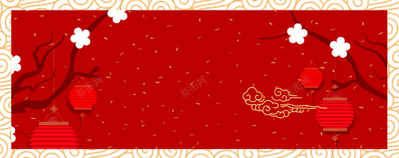 新年快乐松树卡通灯笼几何bannerpsd设计背景_新图网 https://ixintu.com 2018狗年 2018 新年快乐 新春大吉 狗年 喜迎新春 除夕 除夕夜 春节 新年 狗年吉祥 金狗