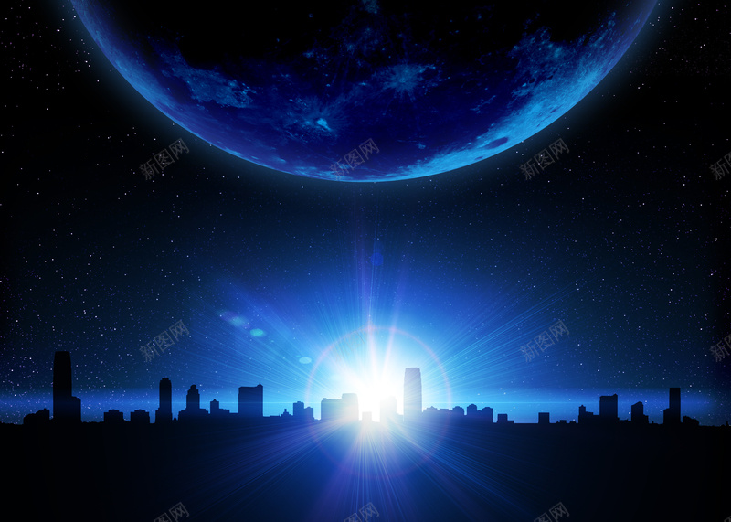 蓝色星球城市之光背景元素jpg设计背景_新图网 https://ixintu.com 蓝色 地球 光线 城市 建筑 城市背景 蓝色星球 背景元素 冷静 科技 科幻 商务