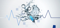 蓝色注射器淘宝医疗注射器心电图水波海报背景高清图片