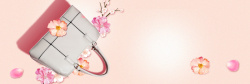 奢侈品饰品女士手拎时尚手拎包粉色花瓣背景高清图片