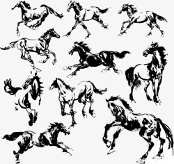 奔跑的马匹骏马水墨画图片高清图片