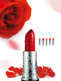 玫瑰彩妆背景红色浪漫口红海报设计背景素材高清图片