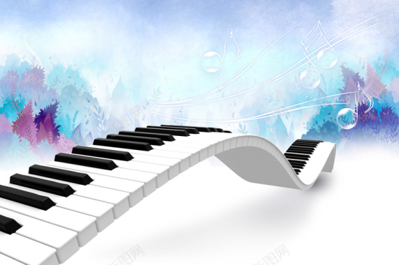 梦幻钢琴音符海报背景素材背景