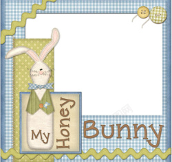 拼纸简单卡通兔子相框素材背景高清图片