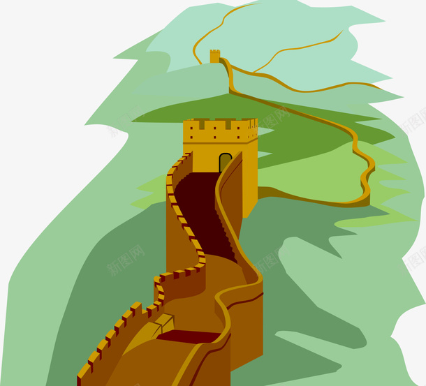 长城卡通版元素png免抠素材_新图网 https://ixintu.com 中国风 八达岭 卡通 长城 长城封面