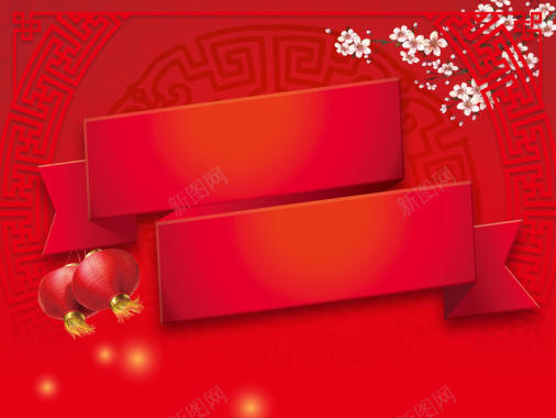 红色中国风春节年货大集促销活动背景素材背景