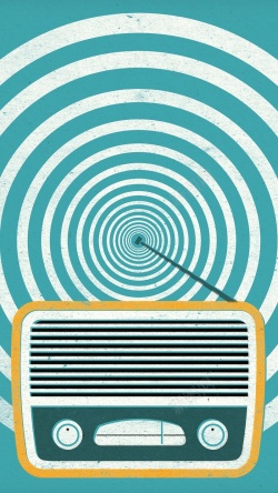 抽象收音机卡通手绘绿色收音机H5背景高清图片