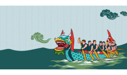 端午赛龙舟手绘端午节赛龙舟平面广告高清图片