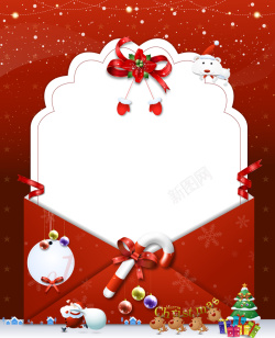 圣诞老人信封红色圣诞信封背景高清图片