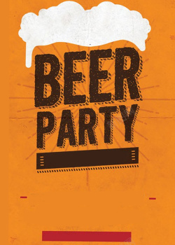 橙色啤酒橙色简约文艺手绘卡通啤酒派对狂欢主题设计高清图片