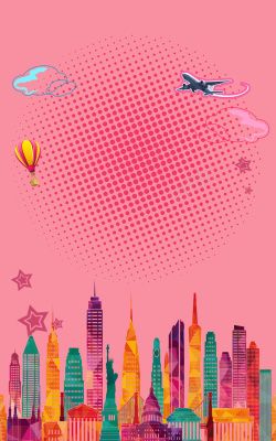概念城市粉色浪漫背景素材高清图片